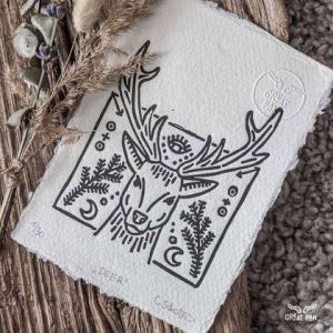 Linoldruck "Deer"