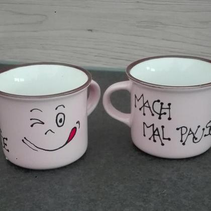 Espressobecher "Pause" rosa, Design 2