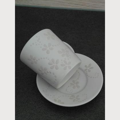 Espressotasse Blümchen sandfarben/beige