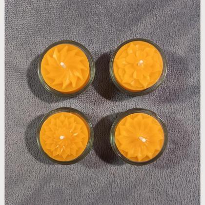 Bienenwachskerze, Teelichter-Set Blumen