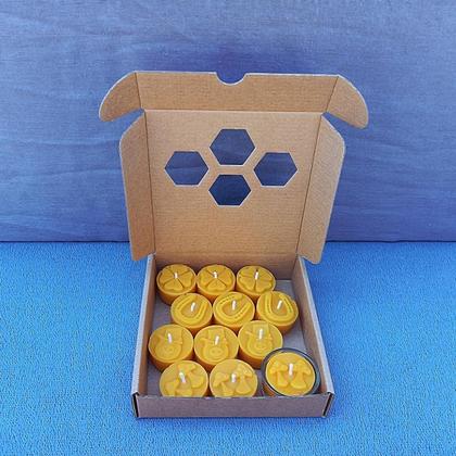Geschenkset, Bienenwachs Teelichter-Set Glücksbringer 12Stk.