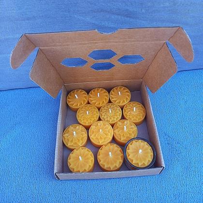Geschenkset, Bienenwachs Teelichter-Set Blumen 12Stk.
