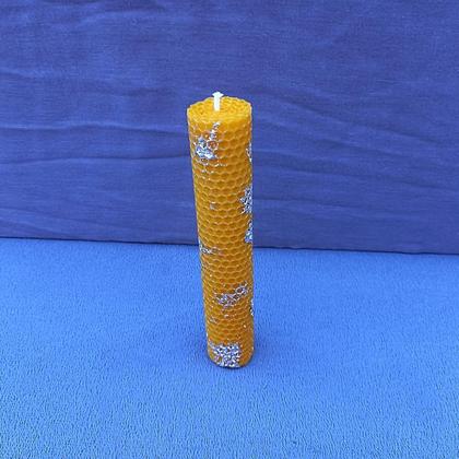 Gerollte Bienenwachskerze Silber, Bienenwachskerze