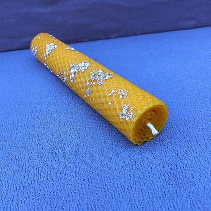 Gerollte Bienenwachskerze Silber, Bienenwachskerze - Image 4