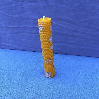 Gerollte Bienenwachskerze Silber, Bienenwachskerze - Image 3