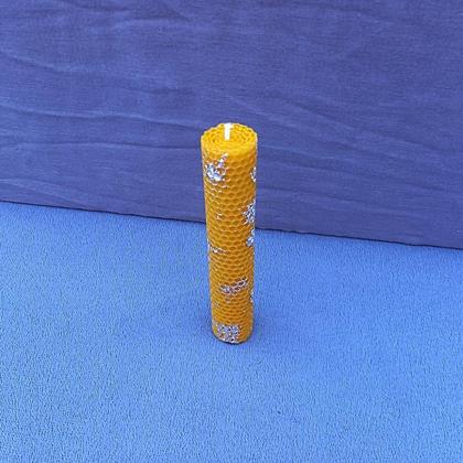 Gerollte Bienenwachskerze Silber, Bienenwachskerze - Image 2