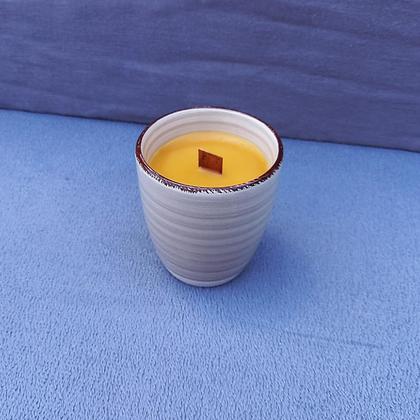 Bienenwachskerze, Kerze im Becher Grau