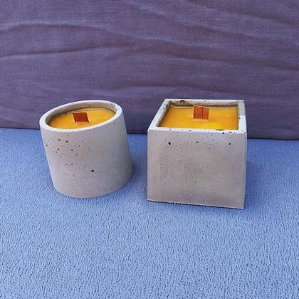 Bienenwachskerze, Kerze in Beton 2er-Set - Image 2