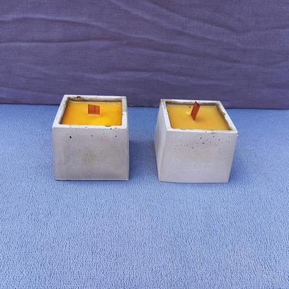 Bienenwachskerze, Kerze in Beton 2er-Set eckig - Image 2