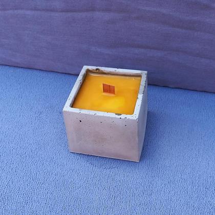 Bienenwachskerze, Kerze in Beton eckig - Image 2