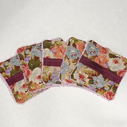 Kosmetikpads Rosen, nachhaltig und waschbar, 5 Stück aus Frottee und Baumwolle