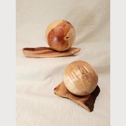 Dekokugel aus Holz mit Untersetzer - Image 2