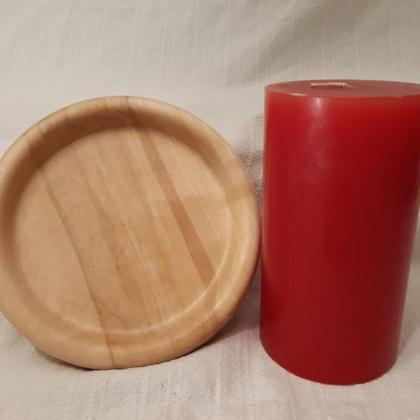 Kerzenständer aus Holz mit Kerze - Image 4