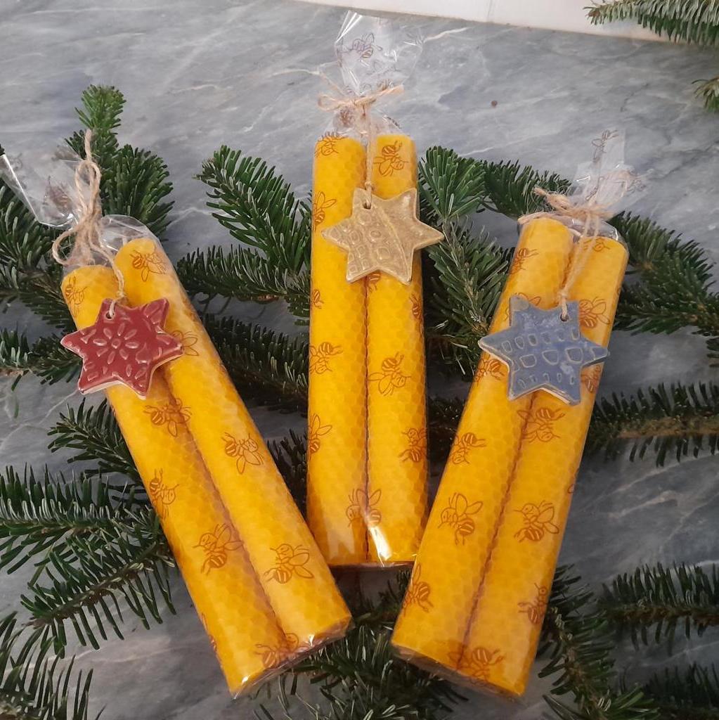 Geschenkset Stabkerzen aus Bienenwachs