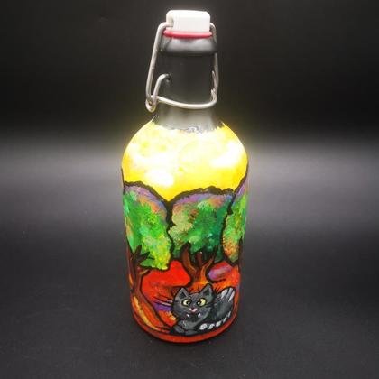 Steinzeug Flaschen mit Handbemalung