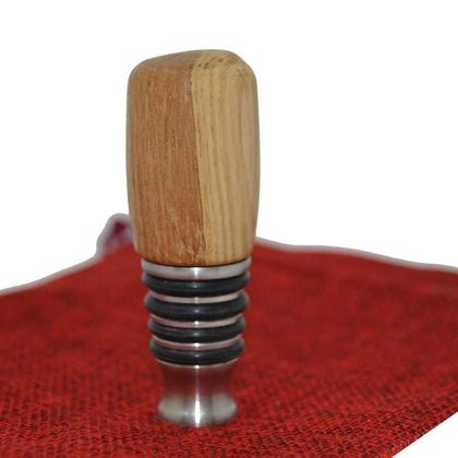 Weinverschluss Weinstöpsel m. Säckchen Holz Edelstahl Eiche