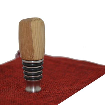 Weinverschluss Weinstöpsel m. Säckchen Holz Edelstahl Eiche - Image 4