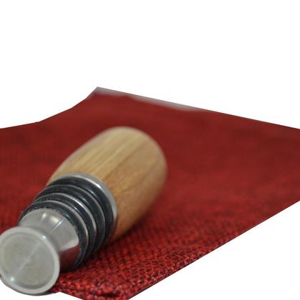 Weinverschluss Weinstöpsel m. Säckchen Holz Edelstahl Eiche - Image 2