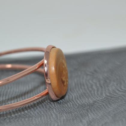 Holz Armreif Armband Trachtenschmuck Holzschmuck Erle roségold handmade - Image 3
