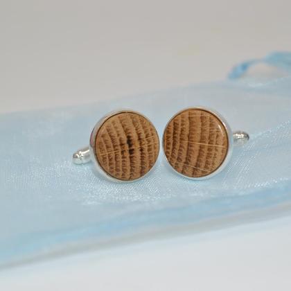 Holz Manschettenknöpfe Eiche handmade Geschenk - Image 3