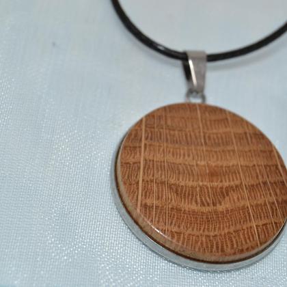 Holz Halskette Eiche 3 cm Trachtenschmuck Holzschmuck Holz Amulett Holzkette - Image 2