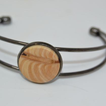 Holz Armreif Armband Trachtenschmuck Holzschmuck Wacholder handmade - Image 2
