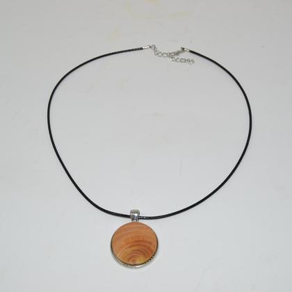 Holz Halskette Zeder 3 cm Trachtenschmuck Holzschmuck Amulett Holzkette silber - Image 2