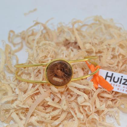 Holz Armreif Holzschmuck Trachtenschmuck Marille gold Armband Armschmuck Unikat - Image 2