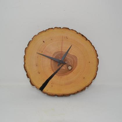 Holz Wanduhr 24,5x22,5 cm Holzuhr Baumscheibenuhr Esche