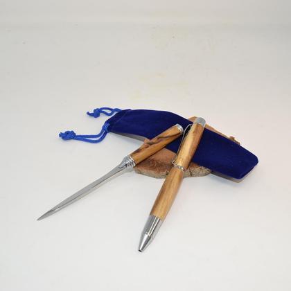 Holz Kugelschreiber Brieföffner Drehkugelschreiber Geschenkset Robinie Unikat