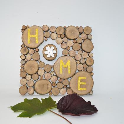 Holzbild Holz Dekoration 25,5x25 cm Baumscheibenbild Bild Wandbild handmade