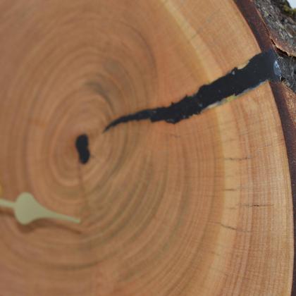 Holz Wanduhr 24x23 cm Wildkirsche Baumscheibenuhr Holzuhr Unikat handmade - Image 3