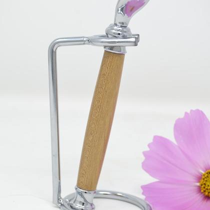 Holz Rasierer Nassrasierer mit Ständer Robinie handmade Geschenk Rasur - Image 3