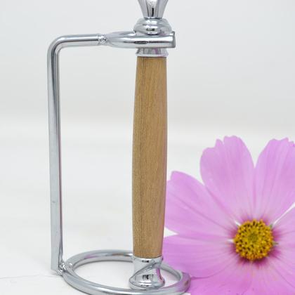 Holz Rasierer Nassrasierer mit Ständer Robinie handmade Geschenk Rasur - Image 2