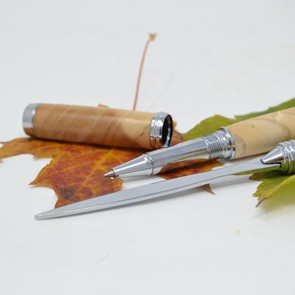 Holz Rollerpen Kugelschreiber Brieföffner Esche Geschenkset handmade - Image 3