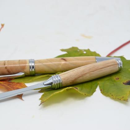 Holz Rollerpen Kugelschreiber Brieföffner Esche Geschenkset handmade - Image 2