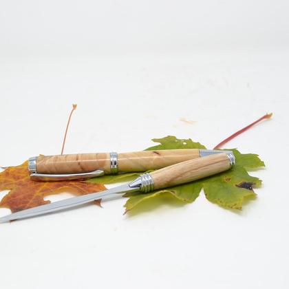 Holz Rollerpen Kugelschreiber Brieföffner Esche Geschenkset handmade