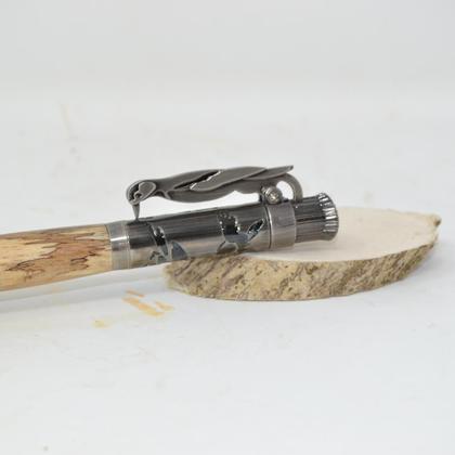 Holz Kugelschreiber gestockte Buche mit Specht Geschenk handmade - Image 2