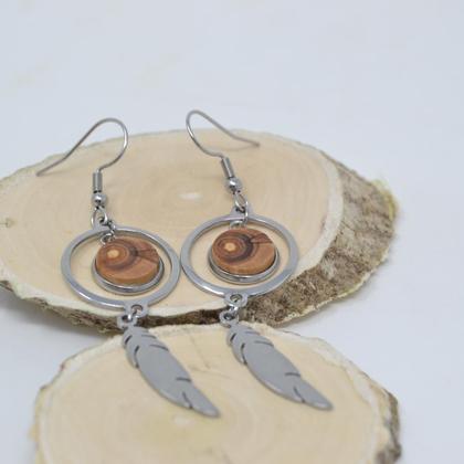 Holz Ohrringe Ohranhänger Trachtenschmuck Apfel Hängeohrringe Unikat Geschenk - Image 2