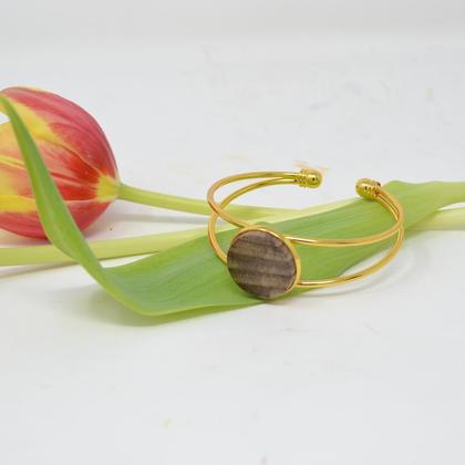 Holz Armreif Holzschmuck Walnuss Trachtenschmuck Gold Armschmuck