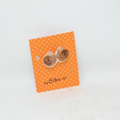 Holz Ohrclips 1,5 cm Ohrringe Eibe Ohrschmuck Trachtenschmuck handmade