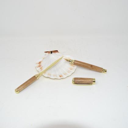 Holz Füller Füllfeder Brieföffner Set Eiche Holz handmade Geschenkset