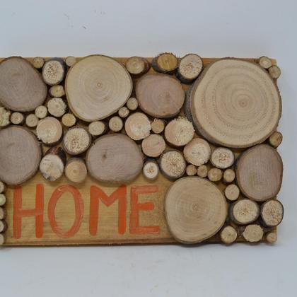 Holzbild "Home" Holz Dekoration Schriftbild Bild Wandbild handmade