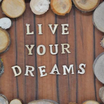Holzbild "Dreams" Holz Dekoration Schriftbild Bild Wandbild handmade - Image 3