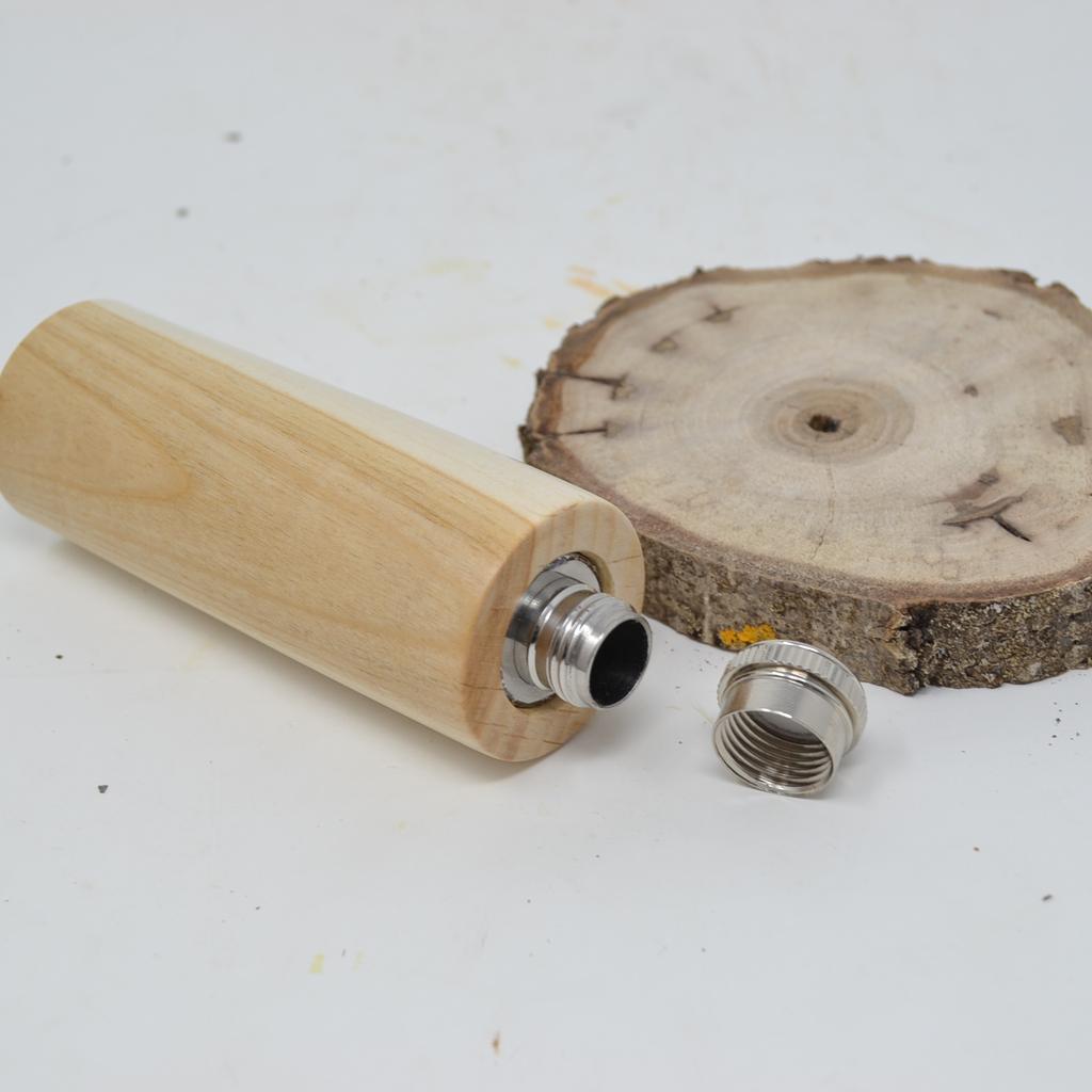 Holz Flachmann Schnapsflache rund 30 ml Kirsche Geschenk Geschenkidee handmade - Image 3