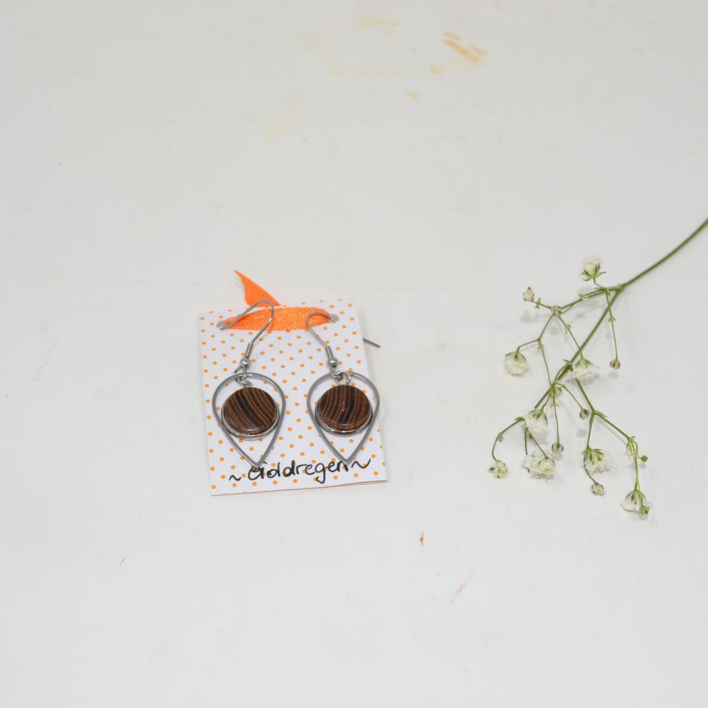 Holz Ohrringe Goldregen Schmuck Trachtenschmuck Ohrringe Unikat Edelstahl 1,5 cm