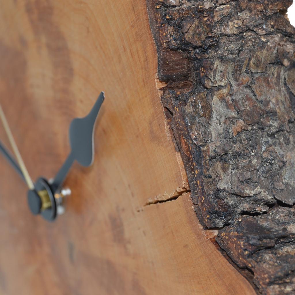 Holz Wanduhr Holzuhr Uhr 25x24 cm Erle Baumscheibenuhr Holzdeko - Image 3