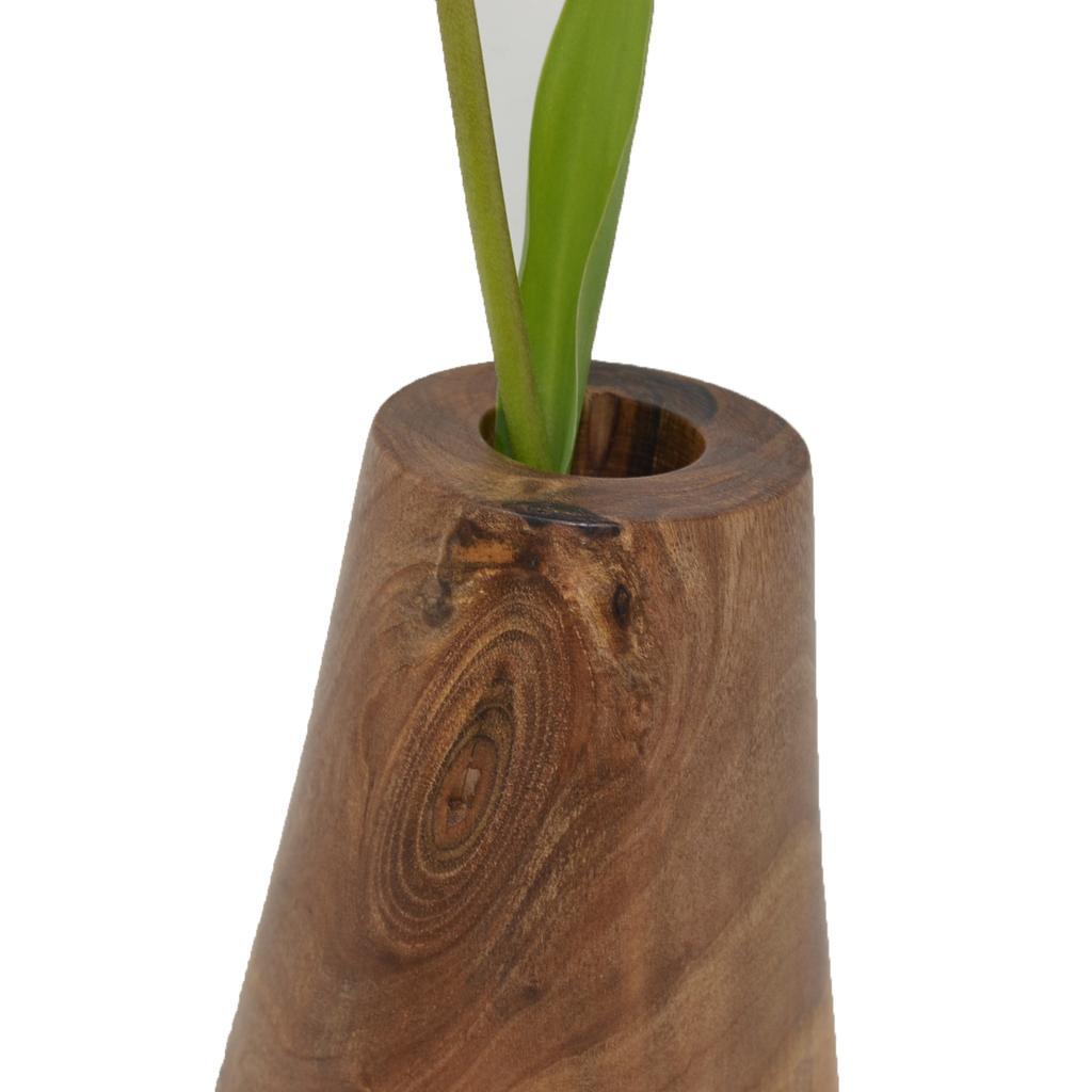 Holzvase Vase 18,5 cm Walnuss Blumenvase Vase Holzdekoration Geschenk - Image 2