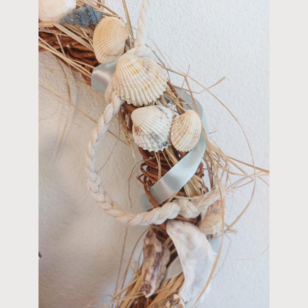 Türkranz Dekokranz ⌀37 cm Sommer Meer Handarbeit Naturmaterialien blau - Image 3
