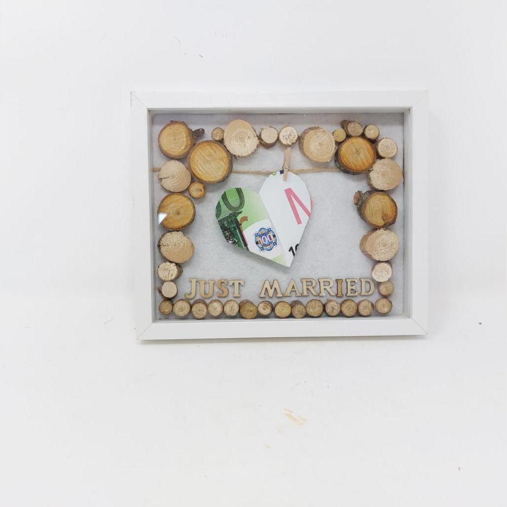 Holzbild Bilderrahmen Hochzeitsgeschenk Geldgeschenk 23x19 Handarbeit